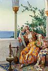 Famous Terrace Paintings - A Turkish Beauty Resting on a Terrace
